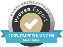 ProvenExpert Siegel, 100 Prozent Empfehlungen